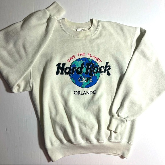 90’s Rare Hard Rock Cafe Orlando SAVE THE PLANET Sweatshirt Size Medium Vintage - Picture 1 of 7